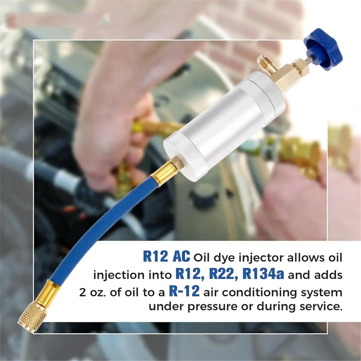 DT34 R12 AC Oil Dye Injector for R134a R22 2oz A/C Air Conditioning Injection Tool Female 1/4