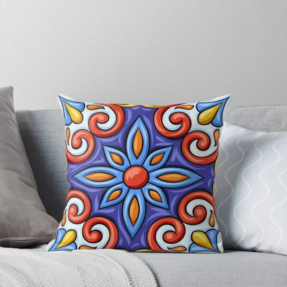 

Latino Talavera Ceramic Tile Pattern Throw Pillow Elastic Cover For Sofa Decorative Sofa Cushion Decorative Sofa Cushions pillow