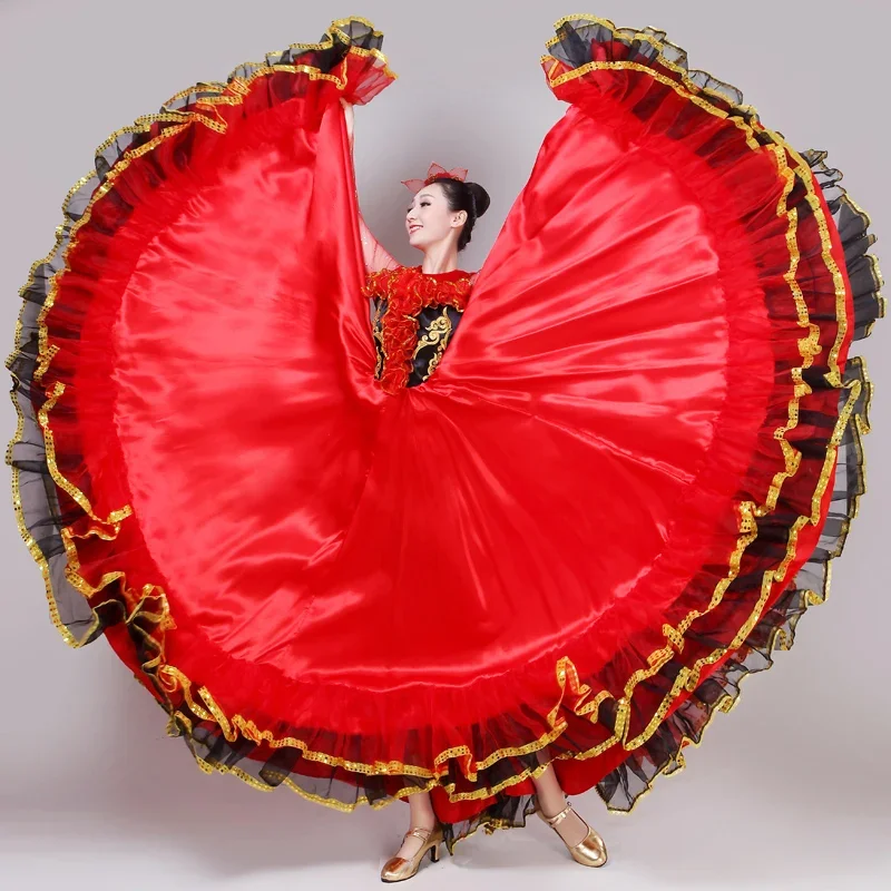 2020 novas mulheres espanhol tourada vestido cigano roupas desempenho vestidos longo robe feminino moderno traje de dança flamenco dl5729