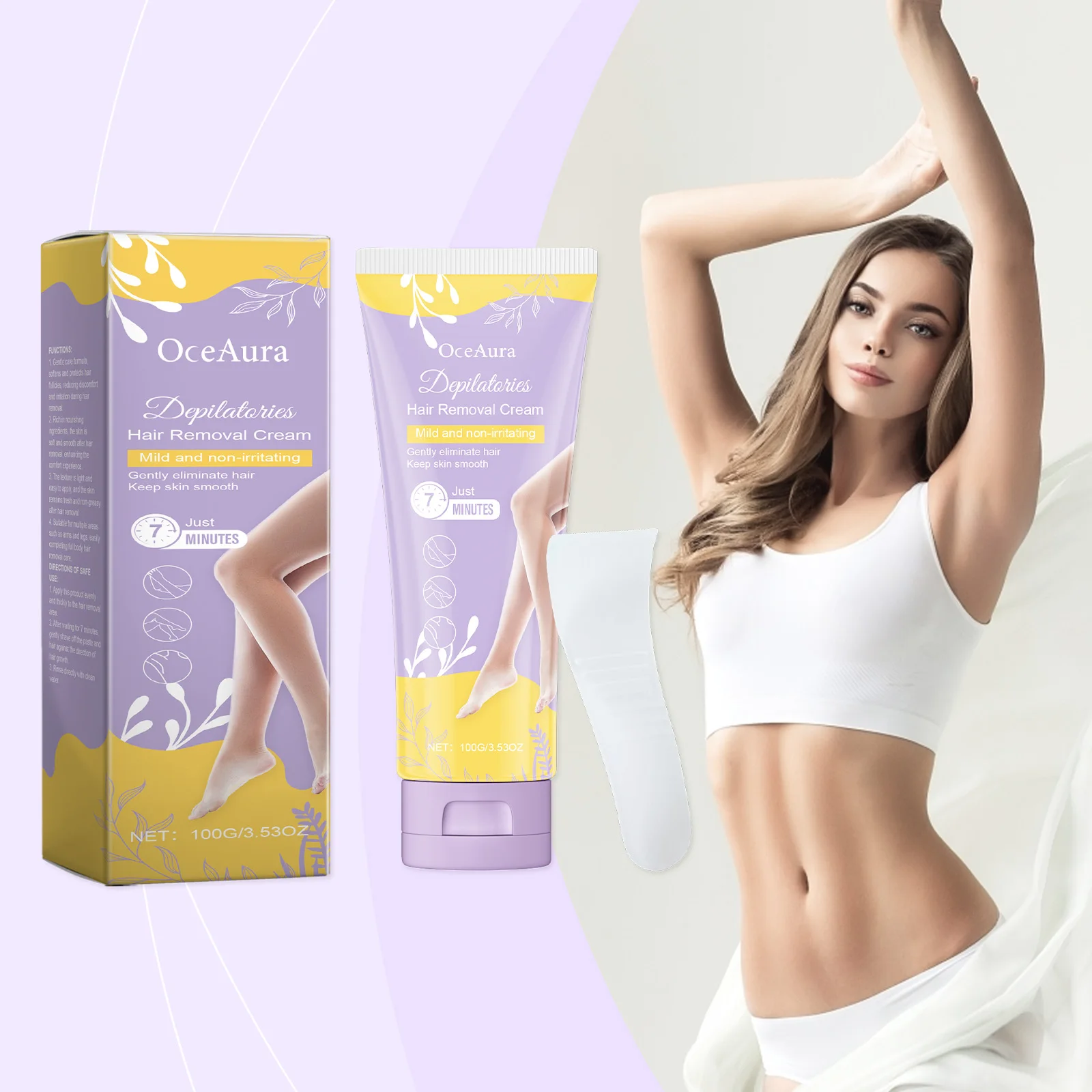 Oceaura Depilatory Cream Moisturizing Smooth Body Skin Painless Hair Remover Hair Growth Inhibitor Remove Melanin Brighten Cream