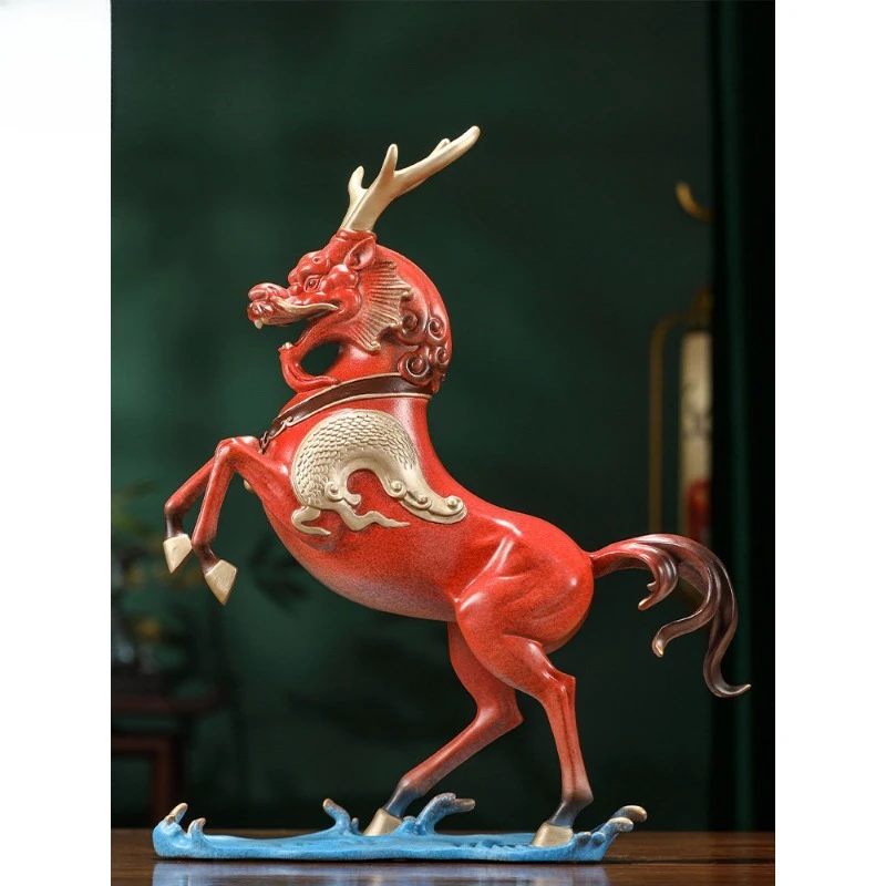 Year of the Horse Brass Dragon Horse Spirit Ornament Living Room New Year Office Wine Cabinet