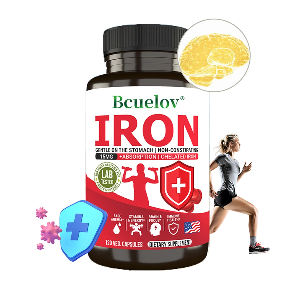 

Iron SupplementsCapsules with Vitamin C, Gentle Absorption, Energy Support, Constipation Relief, Anemia, Gentle on the Stomach