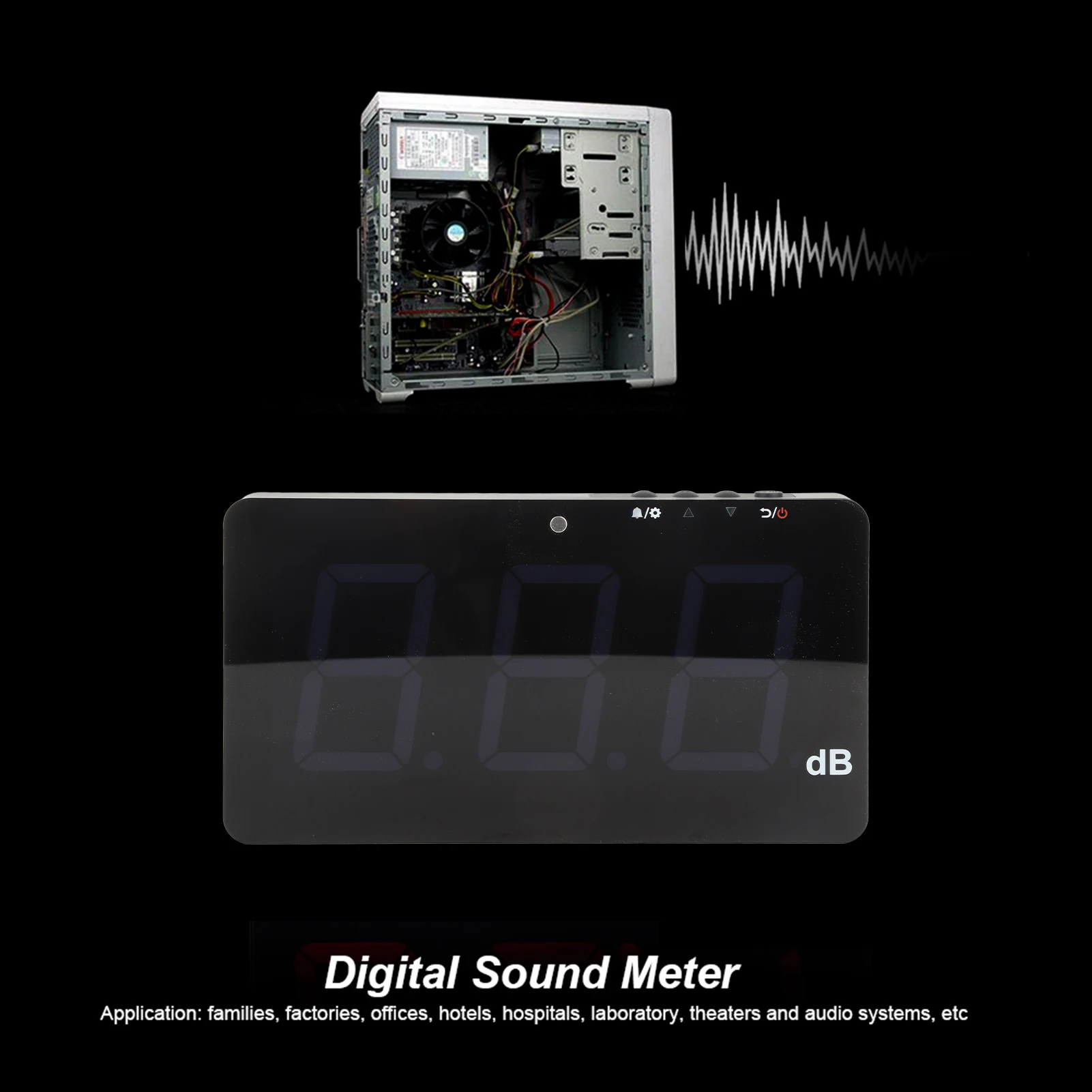 

USB Powered 9.6Inch LCD Digital Sound Level Meter Wall Hanging 30‑130dB Noise Tester For families factories offices hotels