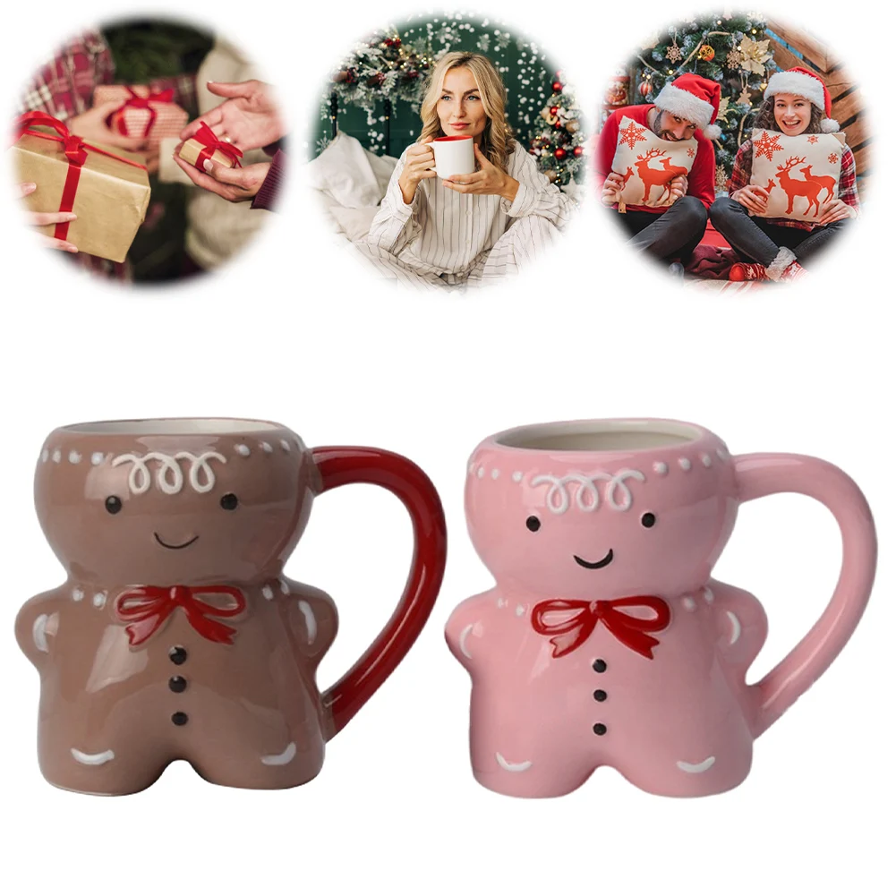 Gingerbread Man Ceramic Mug Christmas Cartoon Cute Tea Coffee Cup 350ML Gingerbread Coffee Mug Gingerbread Man Coffee Cups Gifts