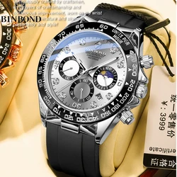 BINBOND Business Men Quartz Watches Top Military Luxury Sport Casual Wristwatches Chronograph Luminous Pointer Popular Men Watch