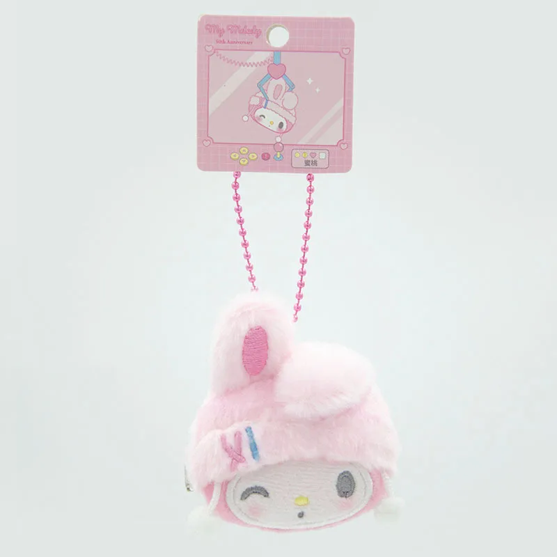LLavero de juguetes de peluche Kawaii Sanrio My Melody, horquilla creativa de dibujos animados, accesorios con cremallera, colgante para mochila, regalo de Navidad para niñas