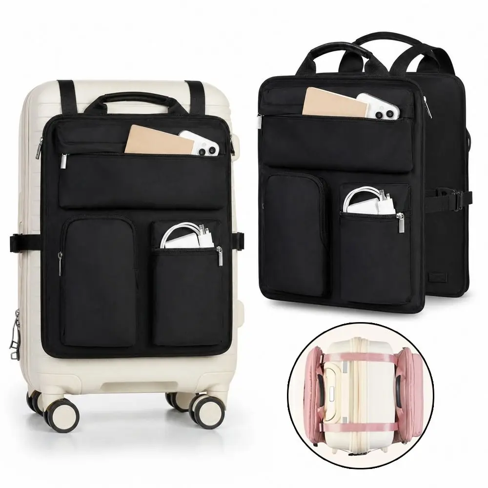 Multi Pockets Luggage Organizer Quick-Access Hands-Free Suitcase Storage Bag Adjustable Straps Shockproof Laptop Sleeve