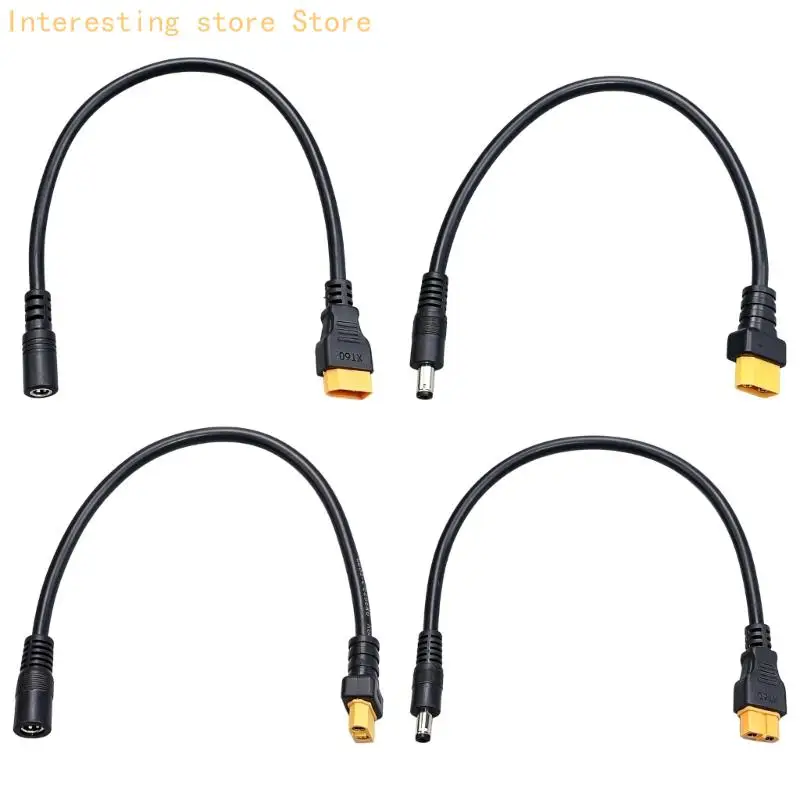 1.5 Mm2 XT60H to 5.5 X 2.1 Mm Power Cable, 30 Black PVC Wire for FPV Battery Stations and Field Charging Work 55KC