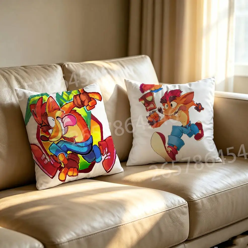 Cute C-Crash  Bandicoot Pillow Case For Room Sofa Cushion Cover Suitable For Home Bedroom Decoration And Protector