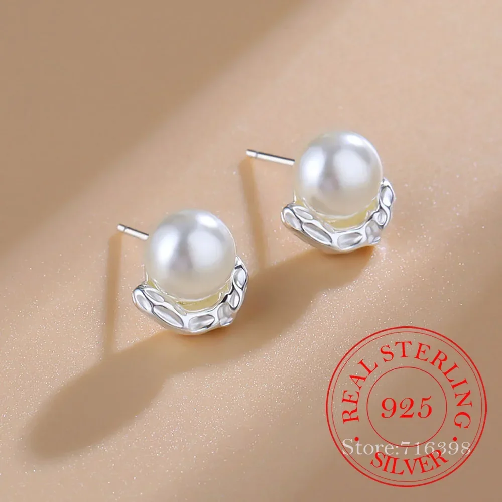 2023 New 925 Sterling Silver Temperament Luxury Pearl Stud Earrings for Women Piercing Jewelry Women's Wedding Party Gift