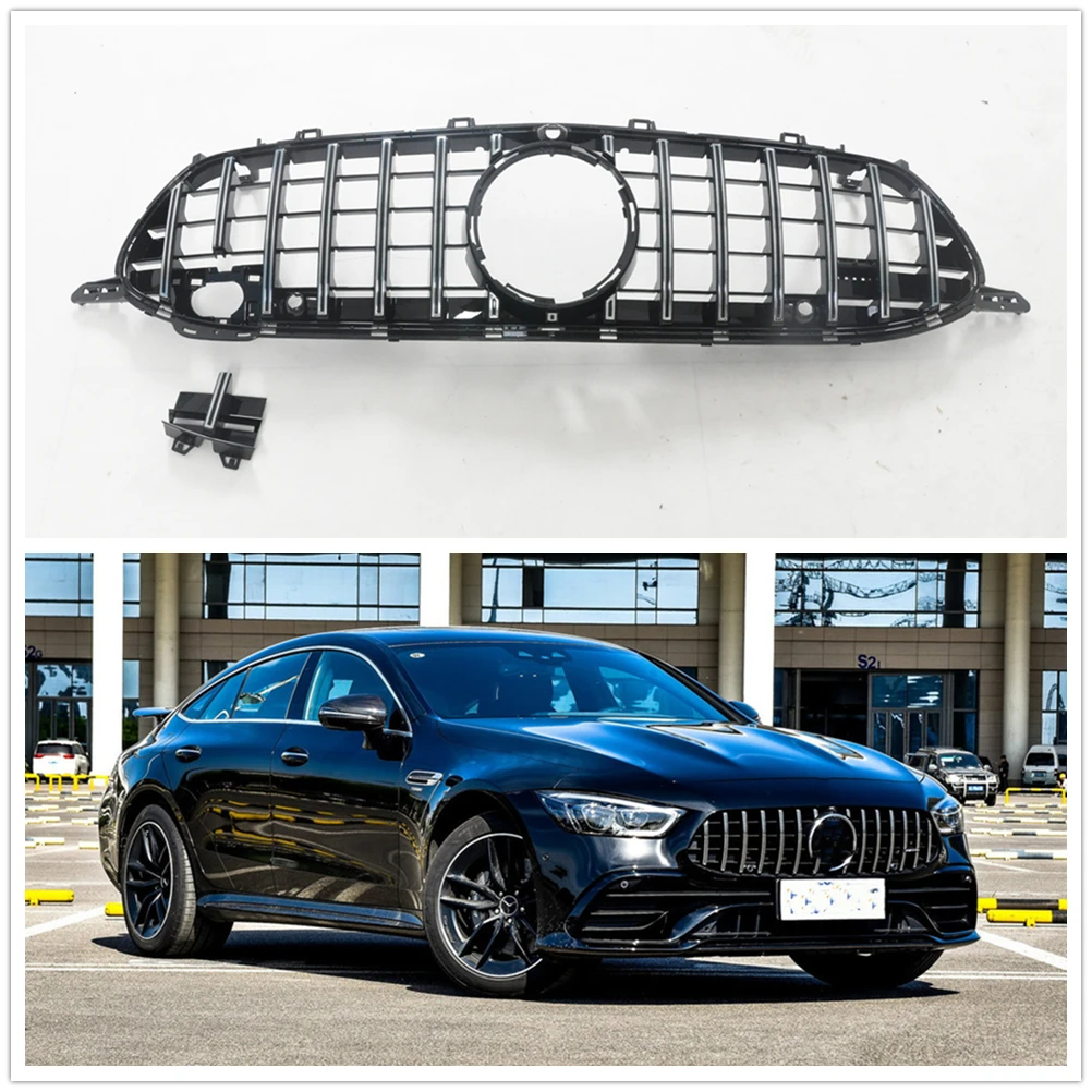 

Front Grille Racing Grills For Mercedes Benz AMG GT 53 63 2018-2020 4-Door Coupe Only Black Car Upper Bumper Hood Mesh Grid Kit