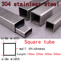 1pcs 13mm*13mm 15mm*15 19mm*19mm Side Width 304 Stainless Steel Square Tube Hollow Straight Pipe 100mm 200mm 300mm 400mm Length