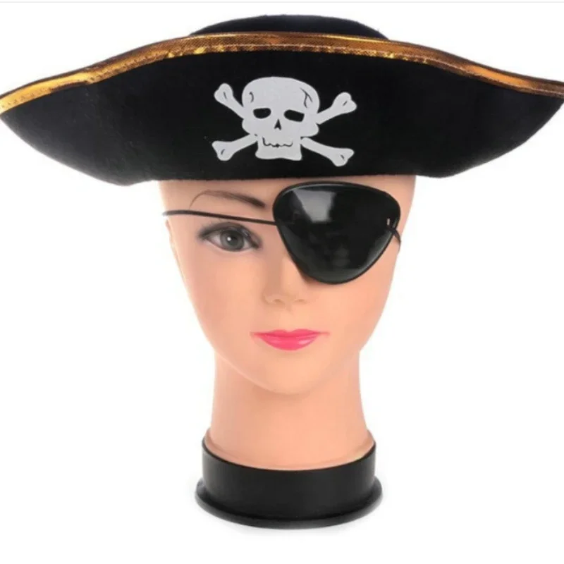 Children/adults Pirate Hats Halloween Props Cosplay Dance Parties Caribbean Pirate Clothing Hats with Gold and Silver Edges