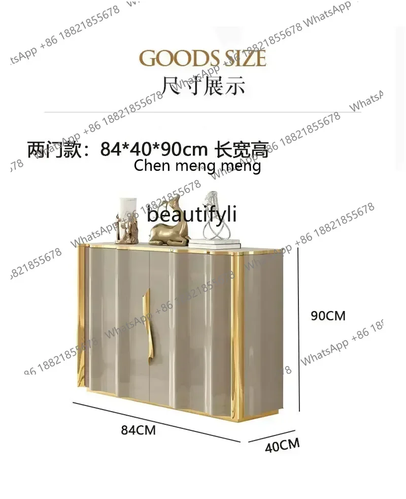 zq1Post-modern light luxury dining side cabinet foyer porch cabinet decoration floor-to-wall storage paint curved surfaceK182