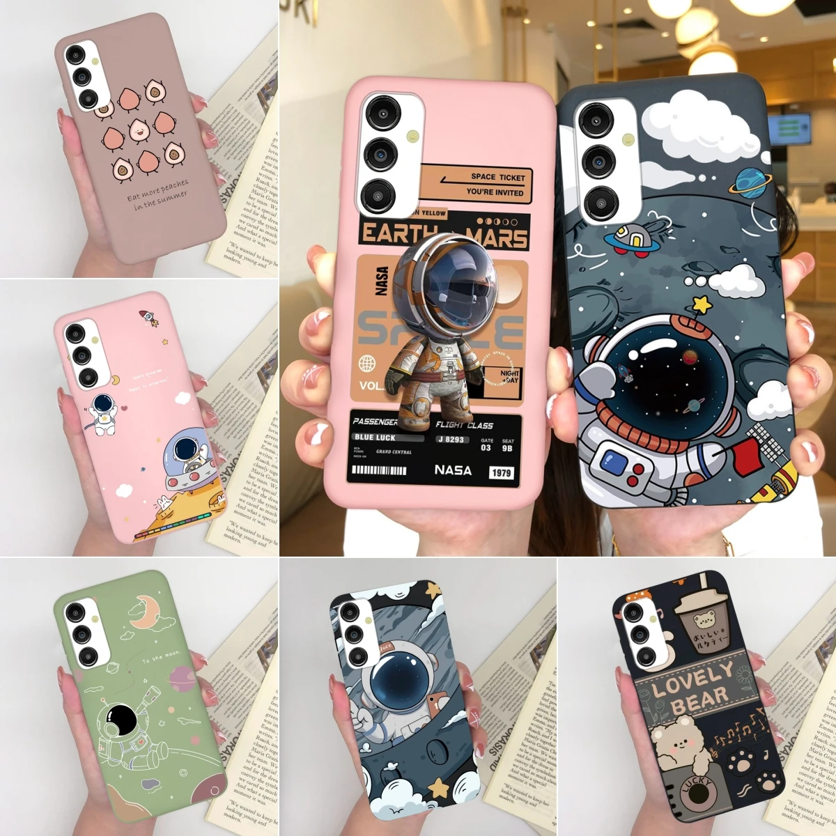 For Samsung Galaxy A11 M11 A13 A14 Phone Case Cartoon Astronaut Silicone Funda Shockproof Cover For A 11 M 11 A 13 A 14 Coque