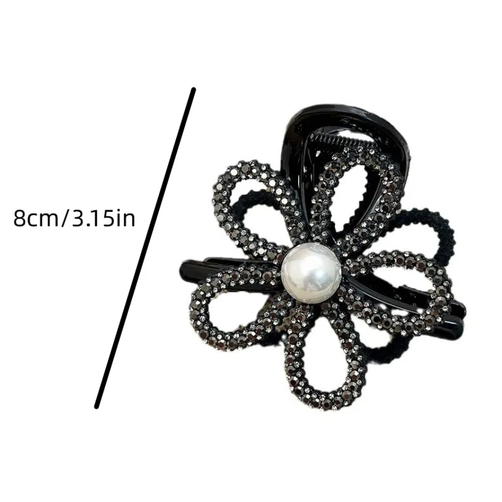 Cyrkon Rhinestone Shark Clip Diamond Korean Style Flower Pearls Shark Clip Champagne Hollow Shiny Hair Claw Nakrycia głowy