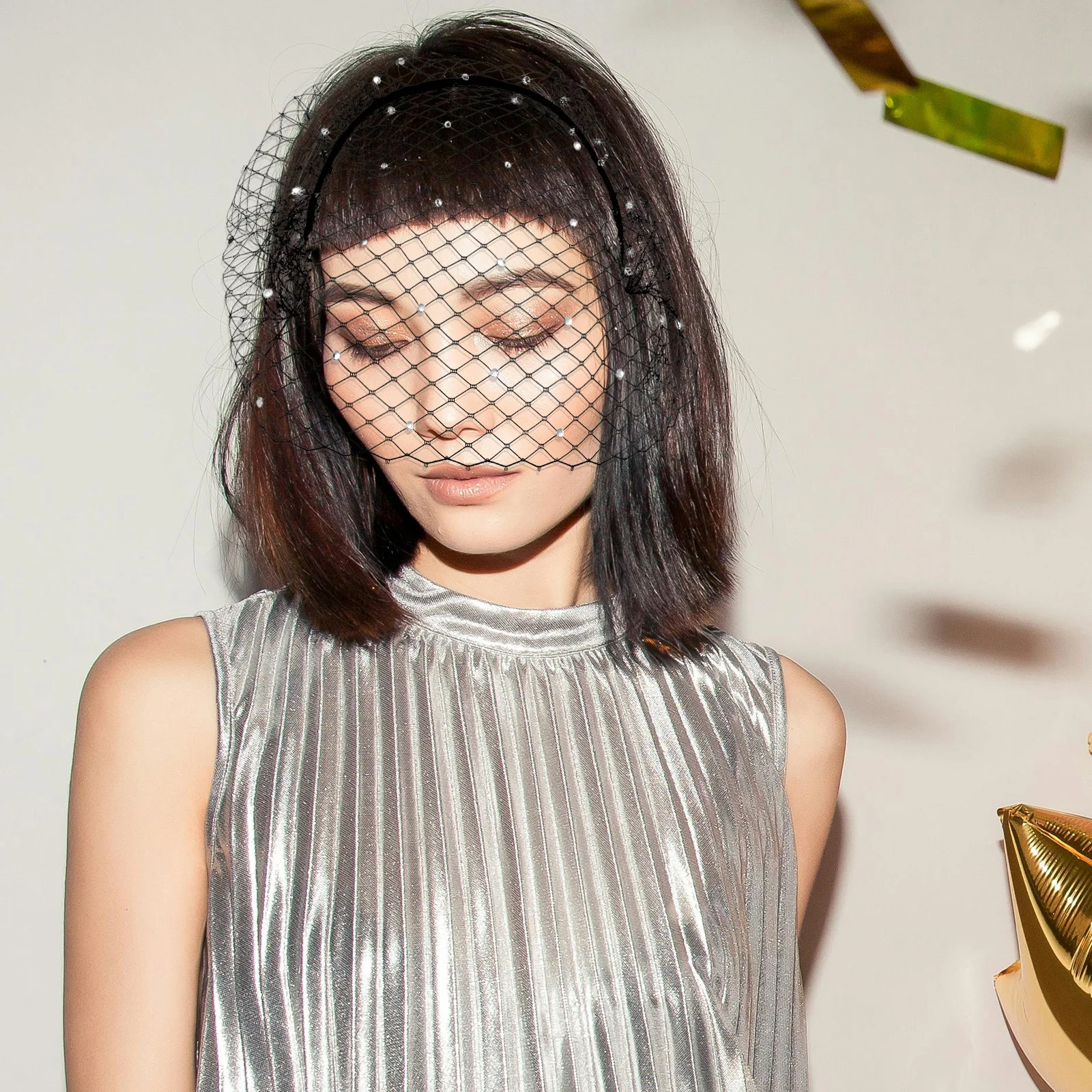 

Black Mesh Veil Headband for Women Fashion Birdcage Face Veil Bridal Wedding Accessory Lightweight Comfortable Feminine Style