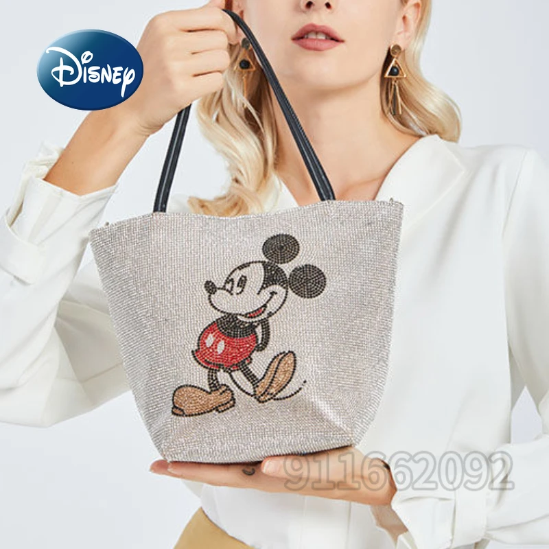 Disney Mickey\'s New Women\'s Bag Luxury Brand Fashion Women\'s Handbag Diamond-encrusted High-quality Large-capacity Bucket Bag