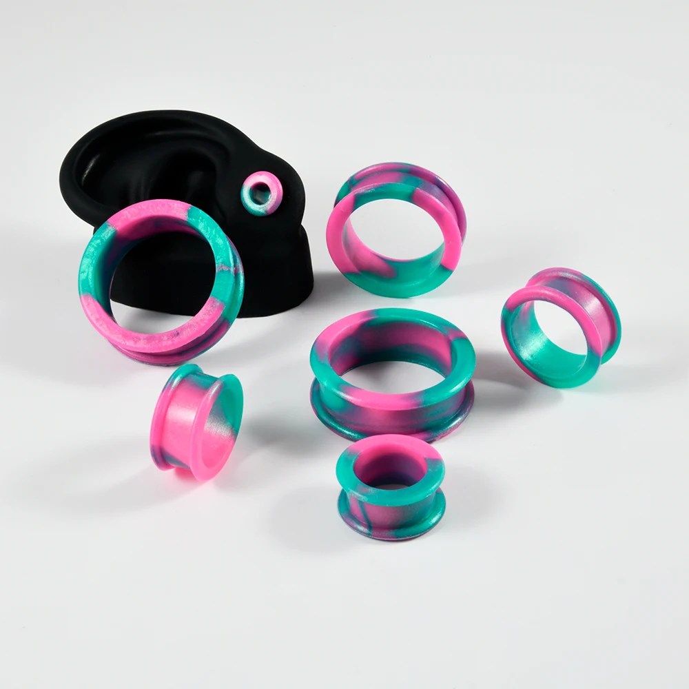 1Pair Flexible Silicone Flesh Tunnel Plugs Earrings 8mm-38mm Ear Gauge Expander Stretchers Ear Lobe Piercing Jewelry