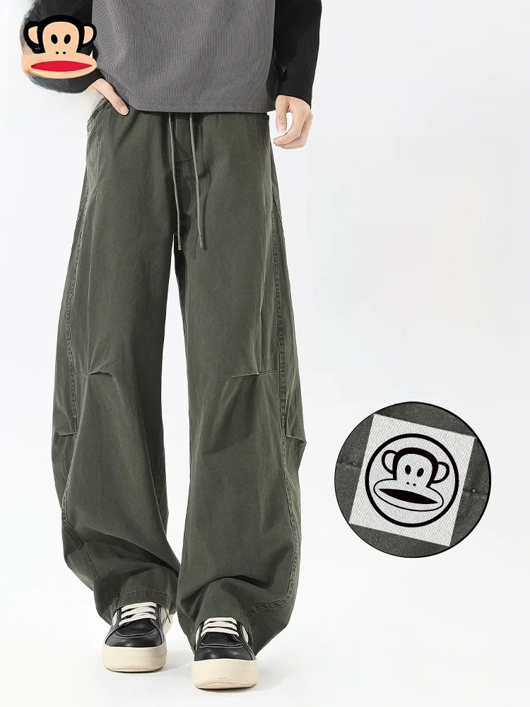 

Мужские рабочие брюки PaulFrank в стиле ретро, свободные, прямого кроя, повседневные, осенние, из смесового полиэстера и хлопка