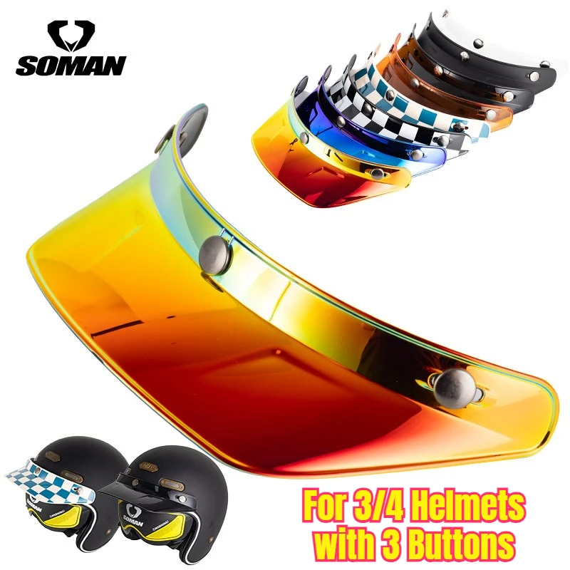 Motorcycle Half Helmet Brim Retro Three-button Locomotive Sunshade Visor Small Helmet Body Lens Accessories Visera Casco Moto