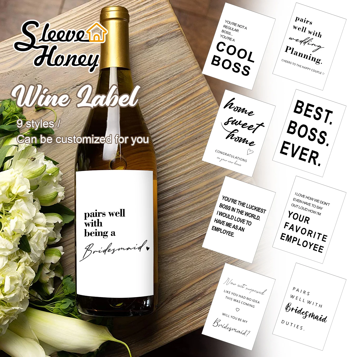 20 pçs personalizado rótulo de garrafa de vinho personalizado escrever logotipo à prova dwaterproof água embalagens adesivos diy festa de aniversário noivado casamento decoração nome