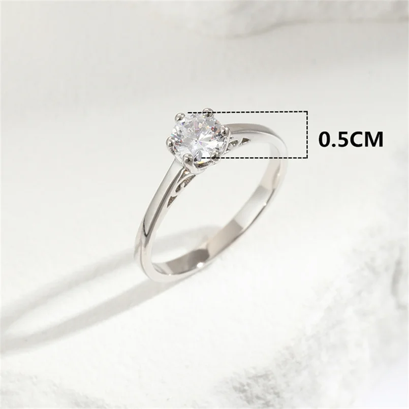 CC Wedding Rings For Women Wife White 0.3ct/0.5ct Zirconia Six Claws Proposal Engagement Fine Jewelry Marriage Bijoux CC821