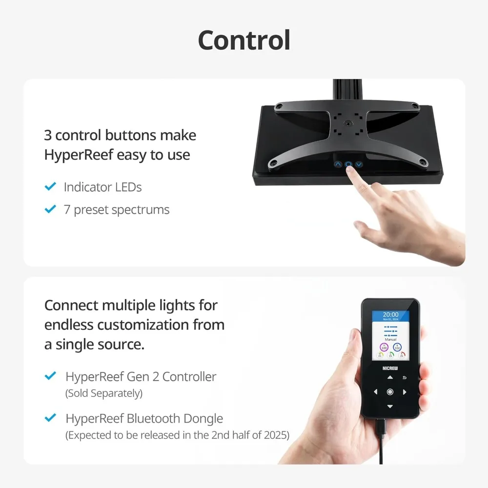 HyperReef 100 Gen 2 Reef LED Light, illuminazione per acquari Reef da 100 W per coralli SPS LPS e acquari d'acqua salata, viola migliorata