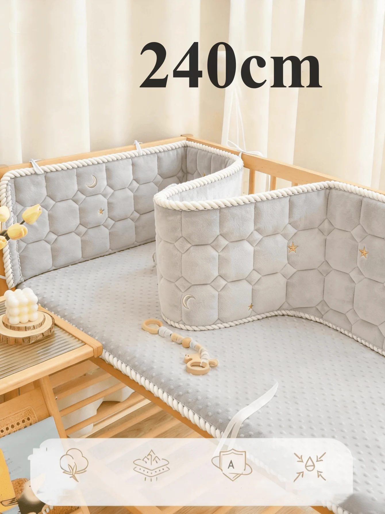 Baby Crib Bumper Pure Cotton Children's Spliced Bed Guardrail Anti-Collision Baby 1 Piece Bumper for infant image 3
