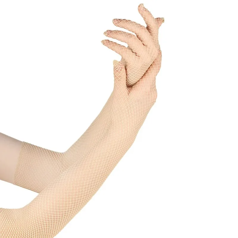 Длинные высокоэластичные рыболовные сети, тонкие сетчатые сексуальные прозрачные перчатки для косплея, модные индивидуальные мягкие однотонные перчатки