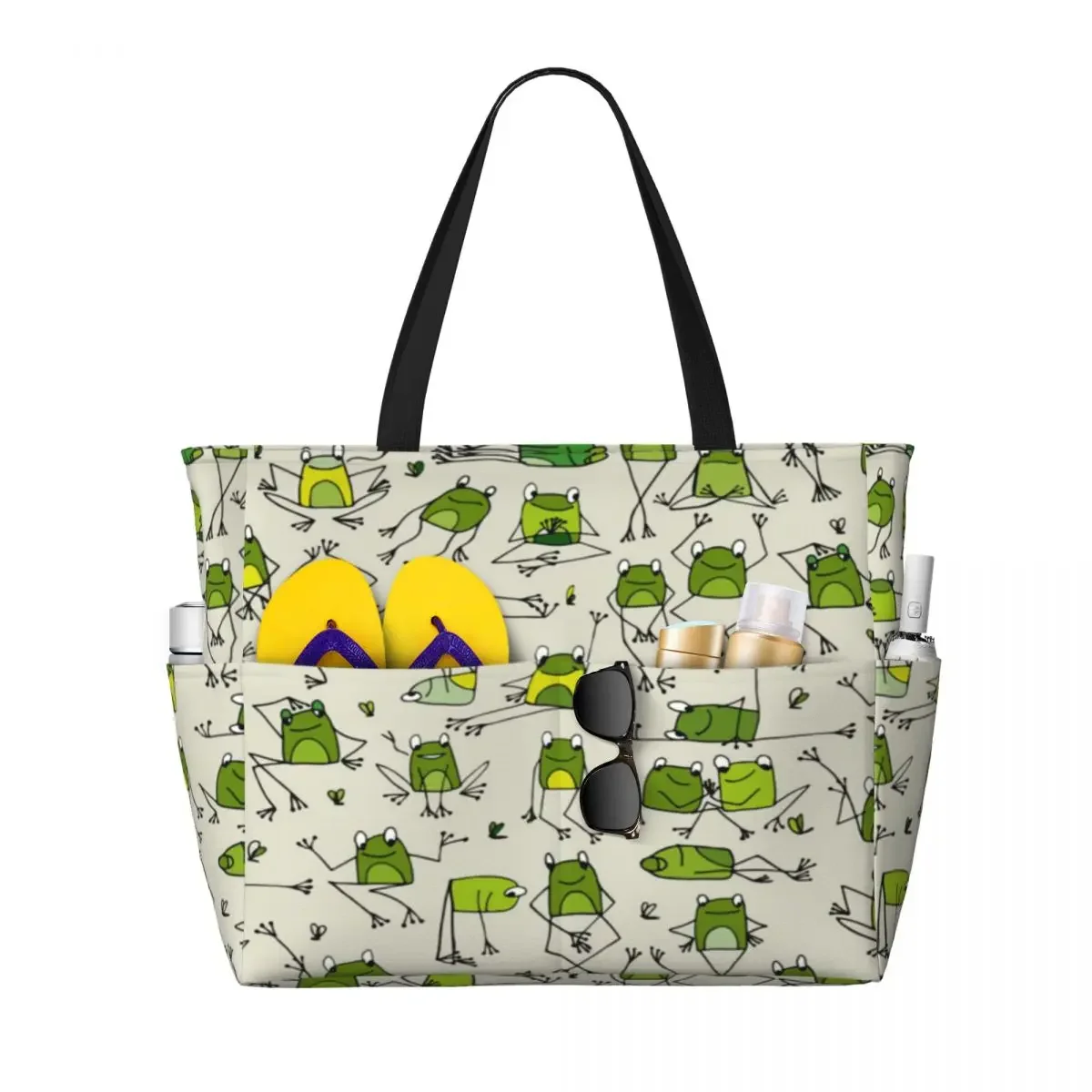 

Funny Frogs Beach Travel Bag, Tote Bag Customizable Adult Sports Birthday Gift Multi-Style Pattern