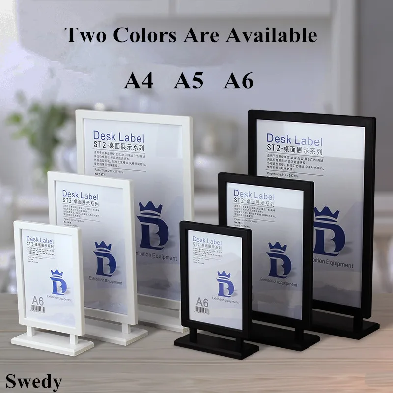 

A5 148x210mm Plastic Sign Holder Vertical Stand Double Sided Table Wedding Photos Menu Paper Price Holder Display Stand