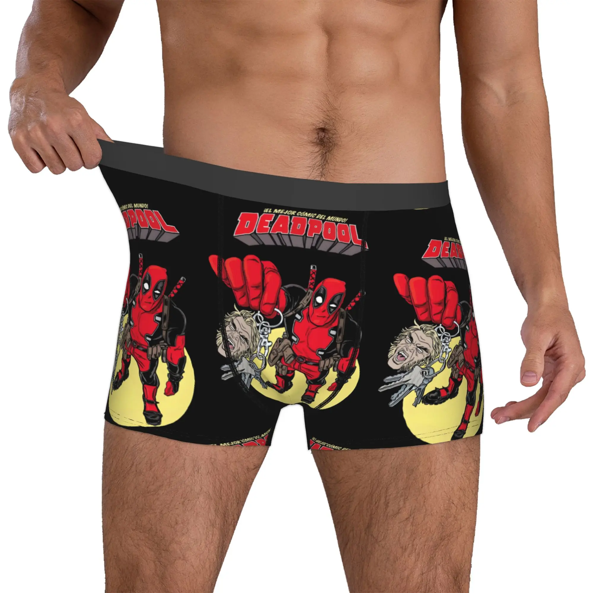 Custom D-Deadpools Underwear Men Stretch Comics Book Boxer Briefs Shorts Panties Soft Underpants For Male