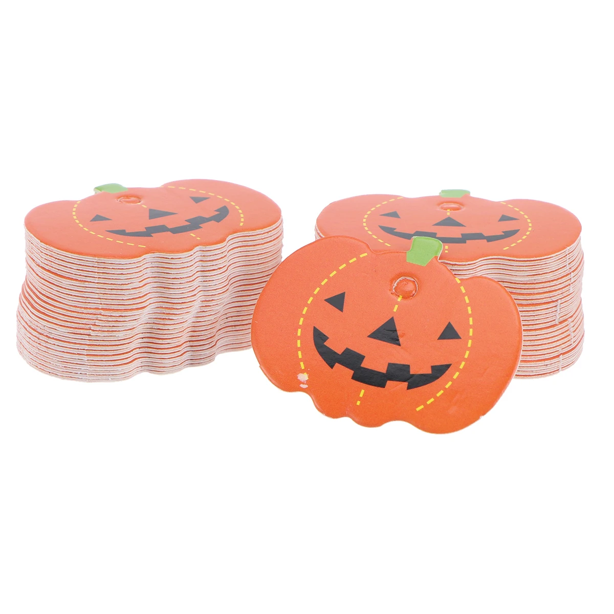 100 pcs Halloween Pumpkin Hanging Tags Shaped Paper Pendants Hole Gift Labels Craft Supplies Small Bookmarks