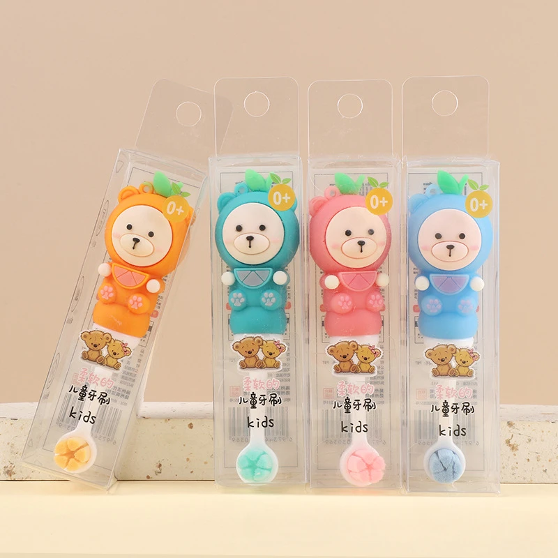 Cartoon Bear Cute Toothbrush Soft Hair Silicone Infant Baby 2-8 Year Old Wholesale Children's Toothbrush Color