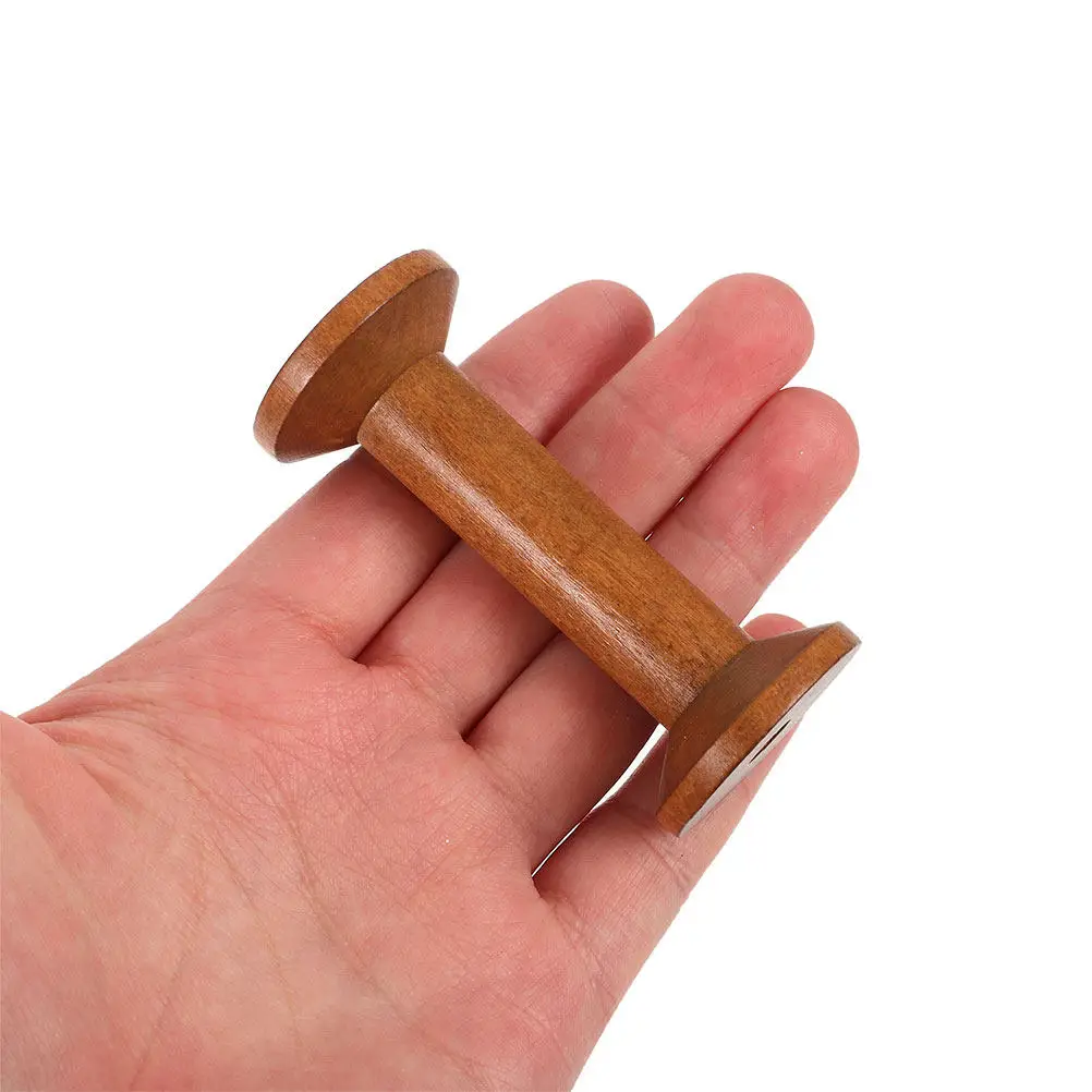 7Pcs Wooden Thread Spools Vintage Empty Wood Bobbins Sewing Thread Holder for DIY Craft Embroidery Organizer Yarn Sewing Spool view 2
