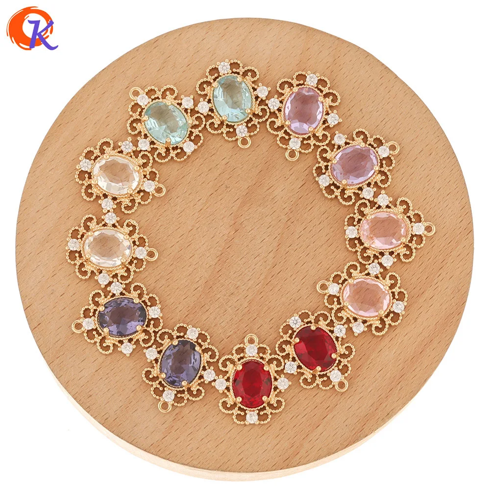 

Cordial Design 50Pcs 17*20MM Jewelry Accessories/Hand Made/DIY Making/CZ Connectors/Crystal Charms/Oval Shape/Earring Findings