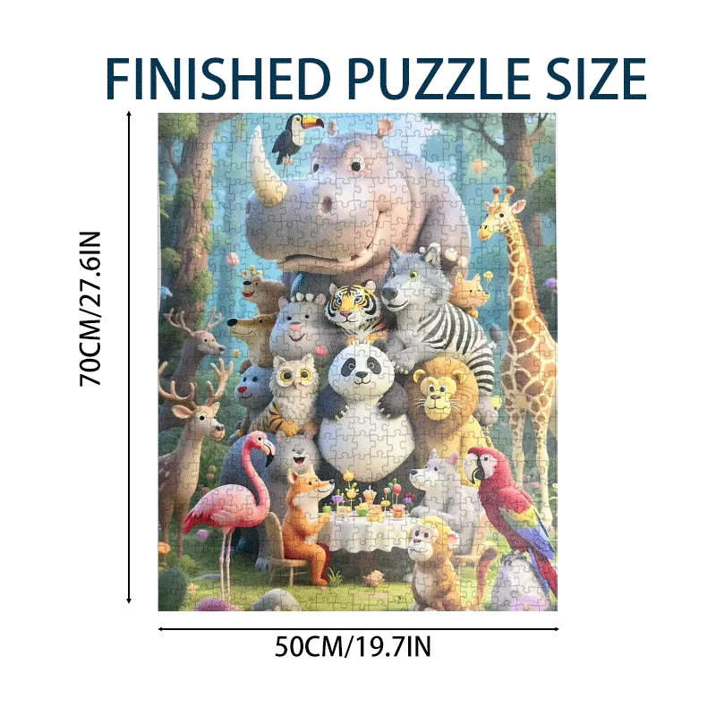 1000 Pieces White Card Adult Puzzle, Animal Family Photo 70x50cm 27.6x19.7 Inches, Mixed Color Puzzle | Best Christmas Gifts