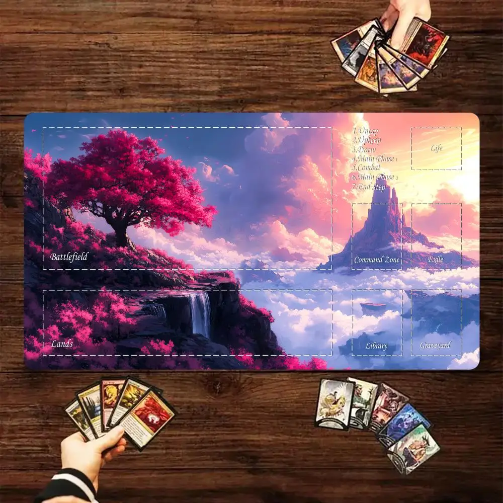

Игровой коврик Magic Card с зоной, романтический игровой коврик с вишневым цветком, mtg, настольный коврик, коврик Commander Playmat, подходящий для игровых сборов