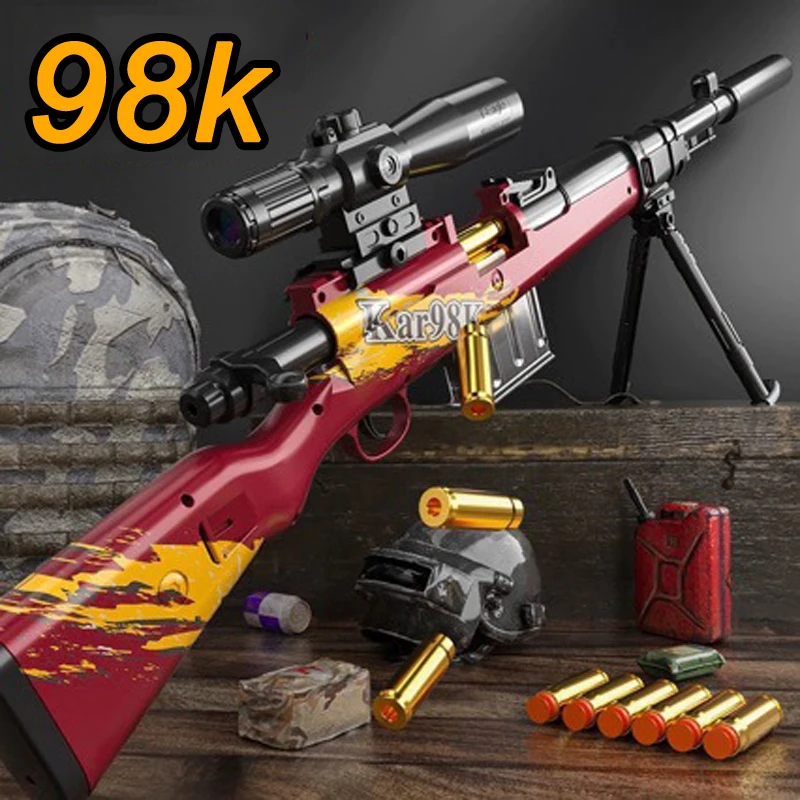 98k Upper Pressure Shell Ejection Awm Soft Bullet Gun Can Fire Sniper Rifle Boy Outdoor Battle Toy Gun 98k Pull And Load