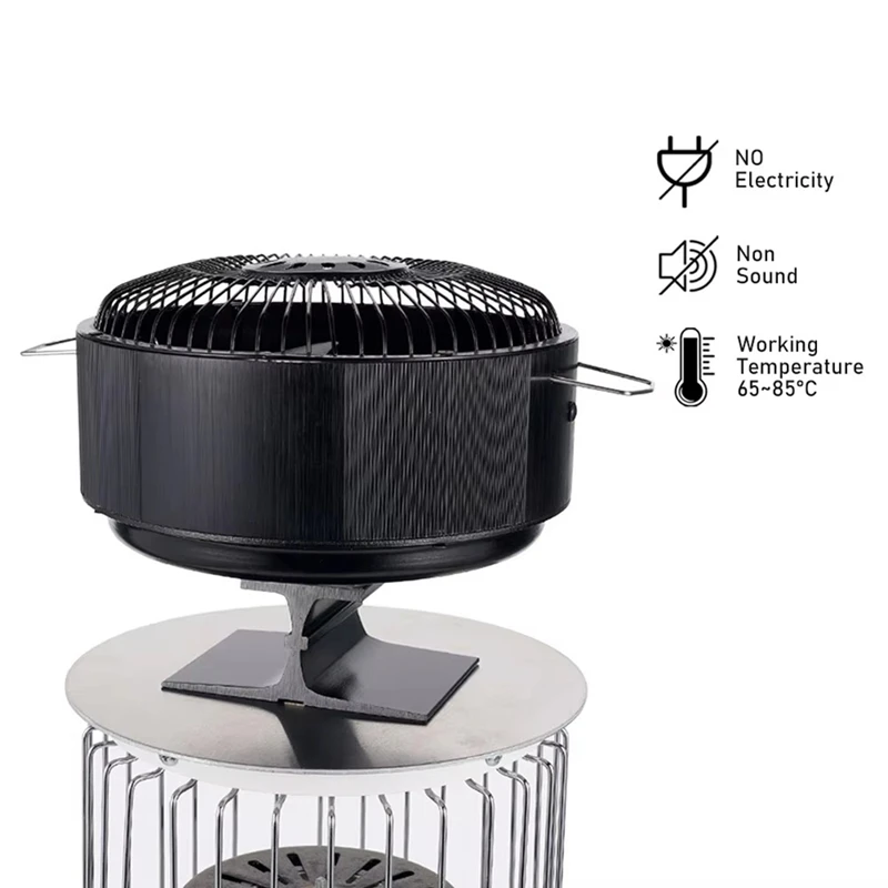 5 Blades Heat Powered Stove Fan Standing Log/Wood/Pellet Burner Efficient Heat Distribution Quiet Home Fireplace Fan