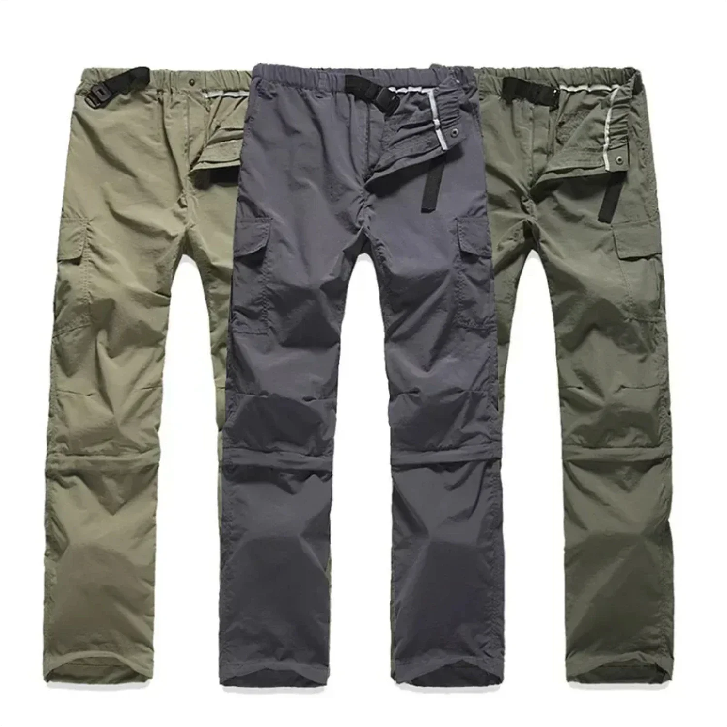 Pantalones tácticos de secado rápido para hombre, pantalones Cargo para mujer, pantalones de trabajo impermeables para escalar, senderismo, campamento, pantalones cortos elásticos desmontables