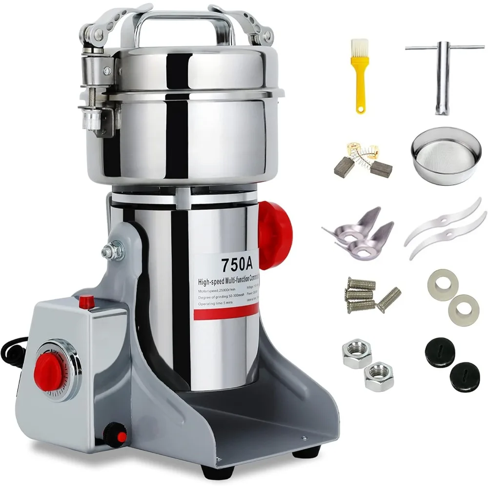 

750g electric grain dry grinder commercial swing type dry mill machine, stainless steel 2600w high speed pulverizer for coffee s