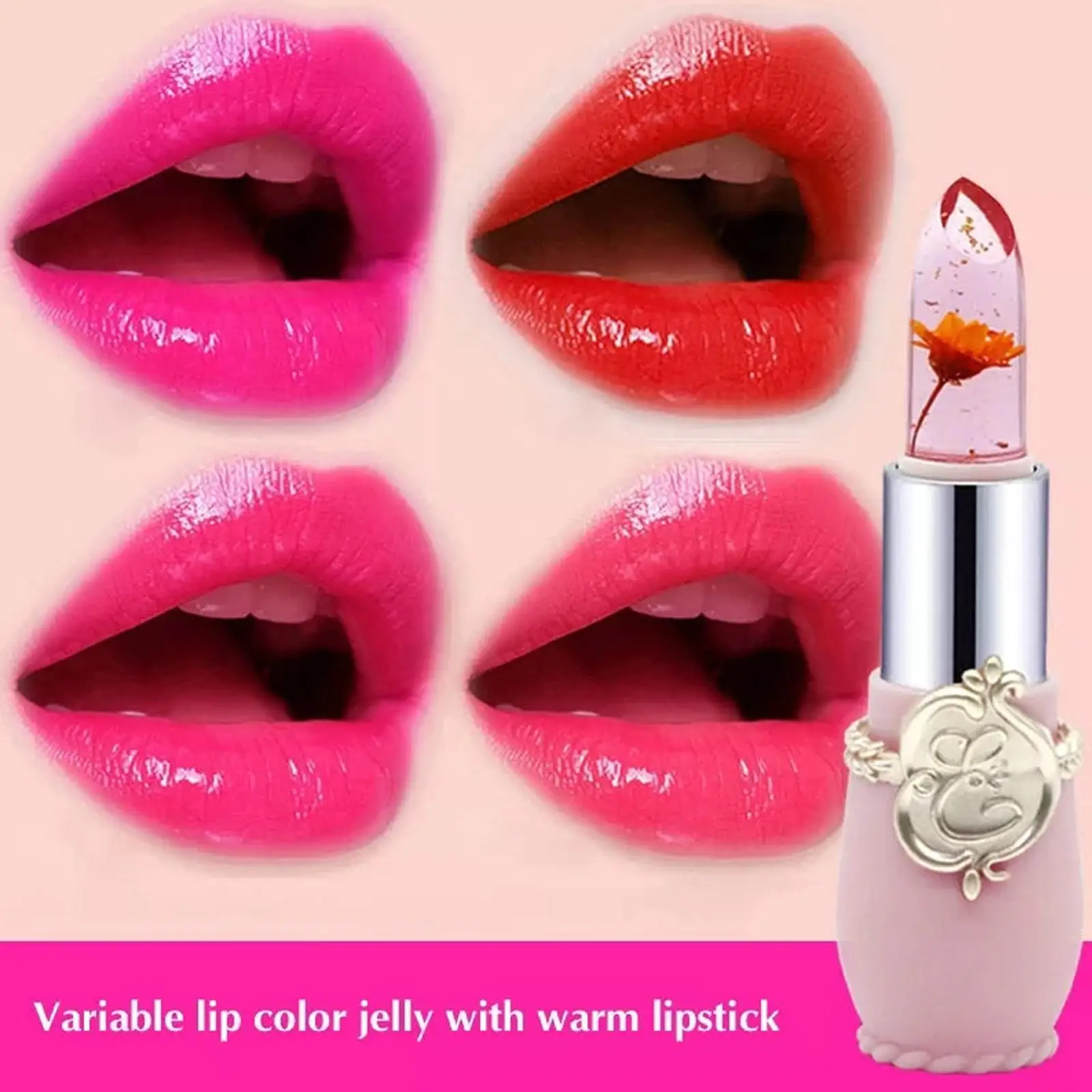 Lápiz labial de flor de gelatina, bálsamo labial que cambia de Color, brillo de Color cristal hidratante, labio nutritivo duradero, resistente al agua, translúcido