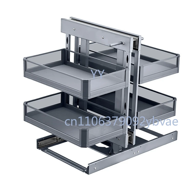 Cabinet Corner Pull-out Basket Kitchen Tempered Glass Seasoning Basket Drawer Style Storage Rack
