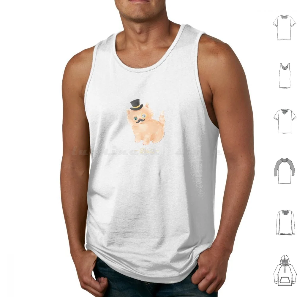 Fancy Pantsy Tank Tops Print Cotton Cute Cat Kitten Meow Ginger Orange Fluffy