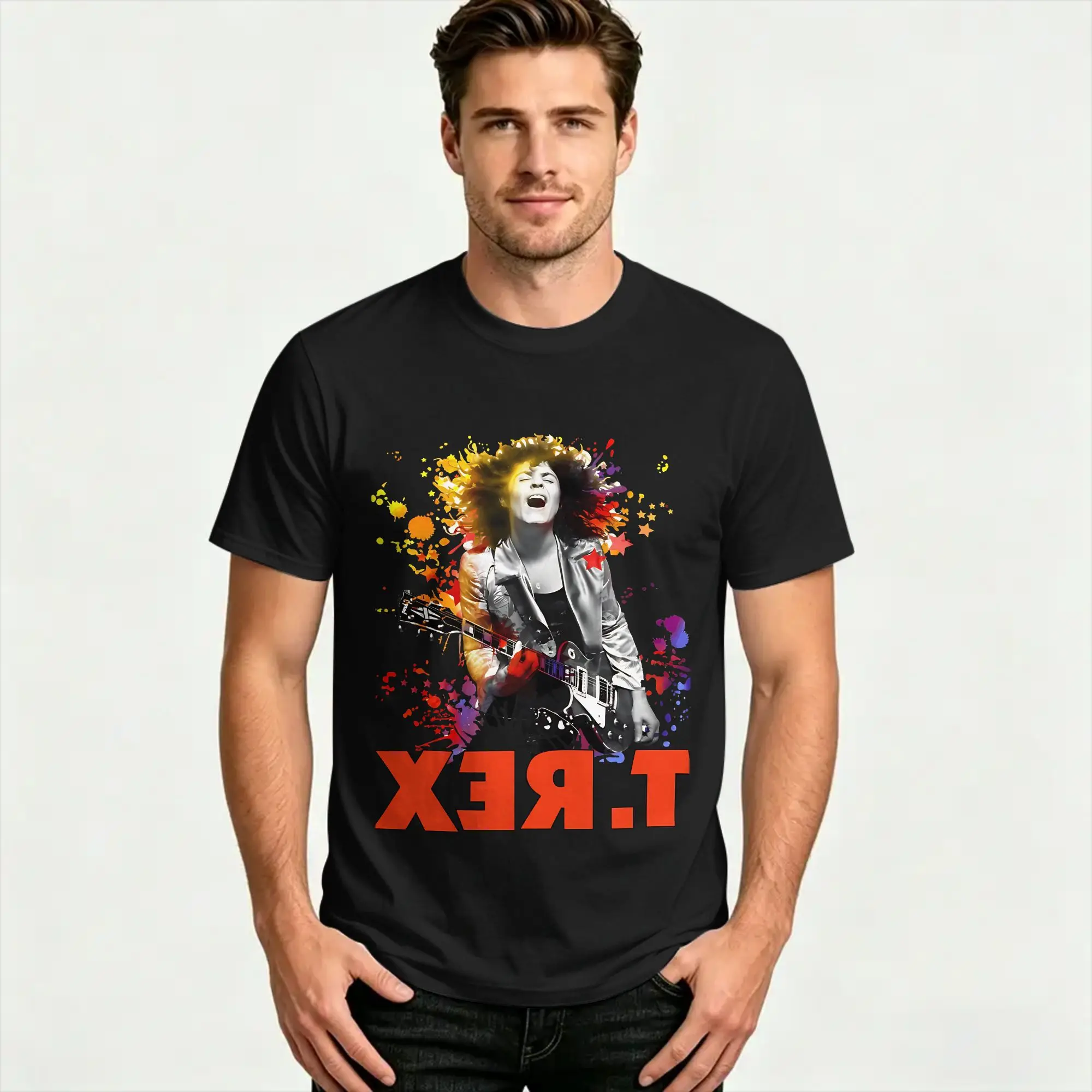 T Rex Rock Band Marc Bolan T Shirts Men Cotton Fashion for Male T-Shirt Round Collar  Tee Shirt Short Sleeve Clothes 4XL 5XL