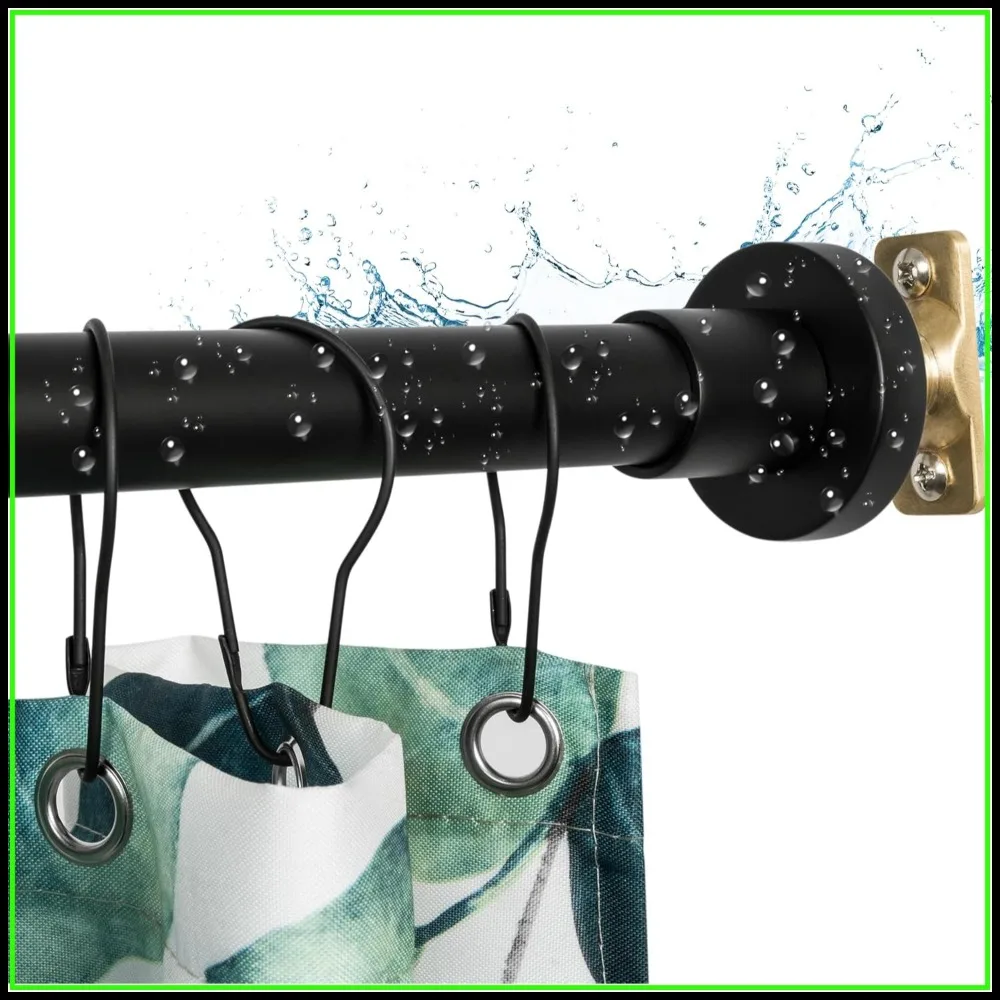 

Heavy Duty Shower Rod, Adjustable 47-84 Inch, Permanent Mount, Never Rust Stainless Steel for Curtain and Closet, Matte Black