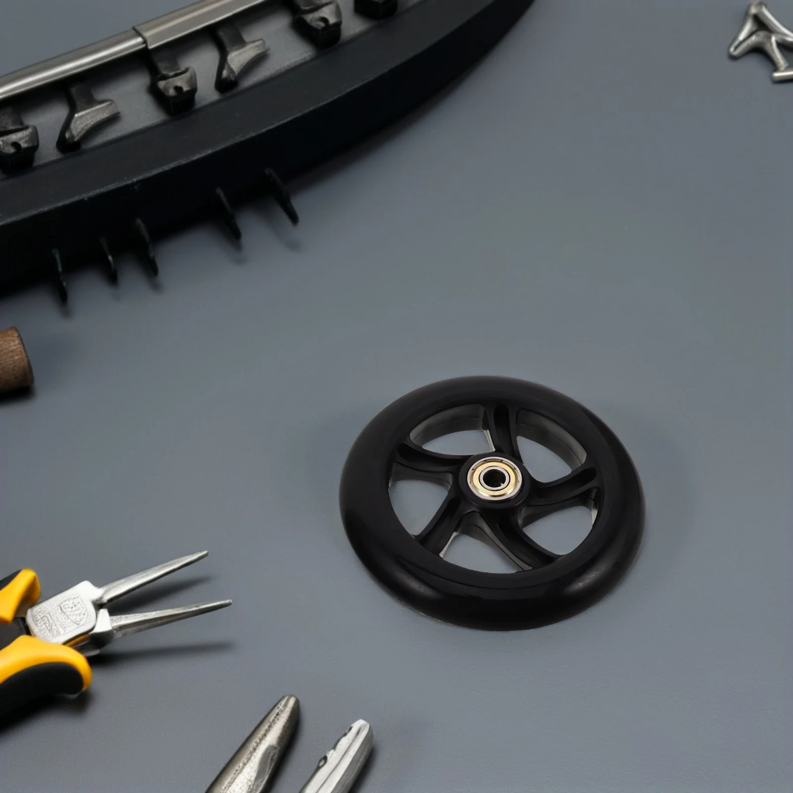 1 زوج عجلات عربة استبدال صامتة بولي PU سكوتر عجلات لوح التزلج سهلة التركيب امتصاص الصدمات عجلات عربة التسوق