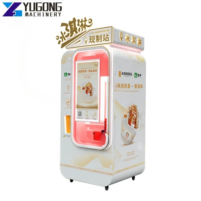 YG Business Automated Ice Cream Vending Machine Coin Operated Roboitc Soft Serve Ice Cream Machines